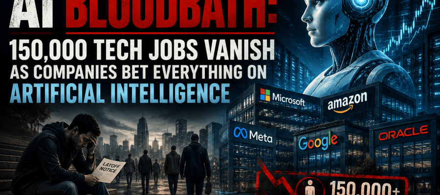The AI Bloodbath: 150,000 Tech Jobs Vanish as Companies Bet Everything on Artificial Intelligence