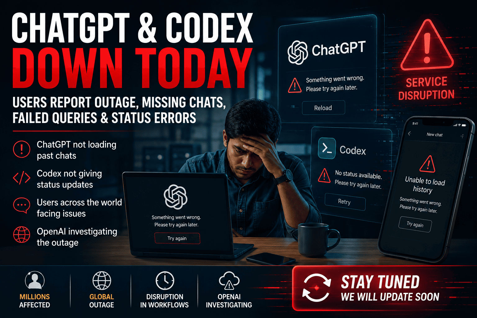 Global ChatGPT and Codex Outage Disrupts Millions as Users Report Missing Chats, Failed Queries, and Development Delays